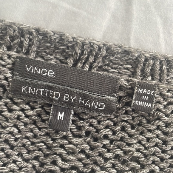 Vince • Gray Handknit Pullover Oversized Sweater - Picture 2 of 3